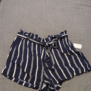 Charlotte Russe Navy and White Striped High Waist Shorts